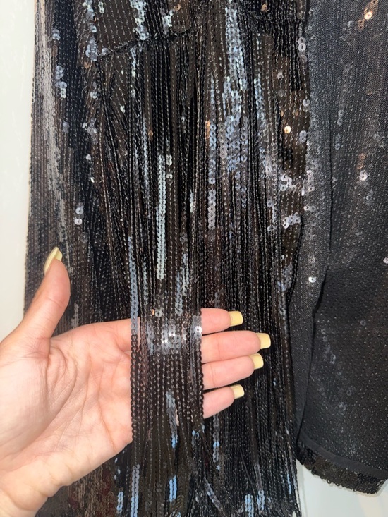 Style Rack Black Sequin Fringe Jacket - Picture 3 of 6